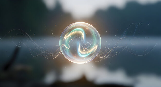 A glowing ethereal orb floating in a dark space representing the spirit of international peace day celebration