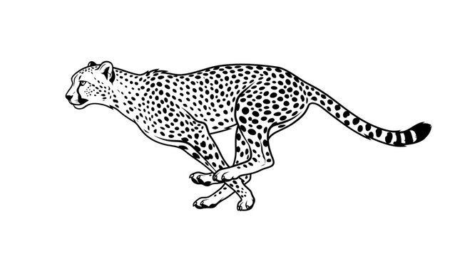 Vintage cheetah illustration in running pose, wild cat vector art