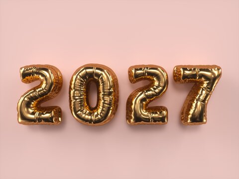 Gold 2027 foil balloon for new year celebration