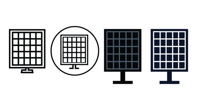 Solar icon set depicting photovoltaic panel energy