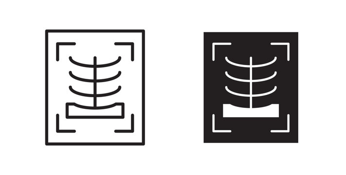 X-ray scan icon flat outline in black