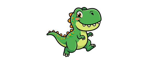 Fototapeta premium Cute cartoon dinosaur isolated on transparent background