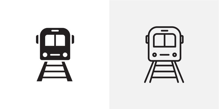 Train icon flat outline in black