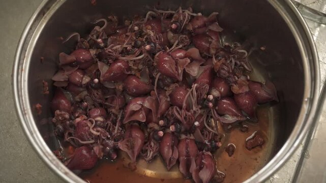 富山県で掬ったホタルイカの茹で料理
