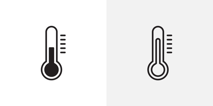 Thermometer half icon flat outline in black