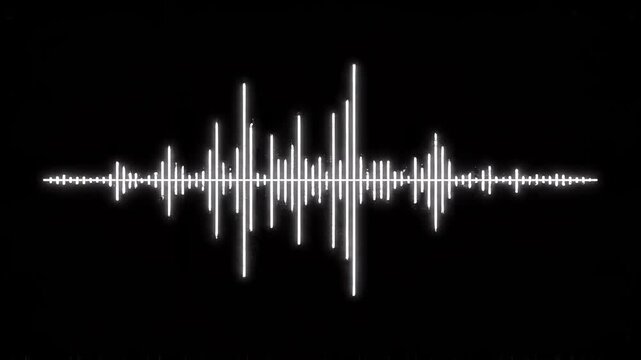 Digital audio waveform data visualized with pulsating sound waves during a clean graphic motion sequence