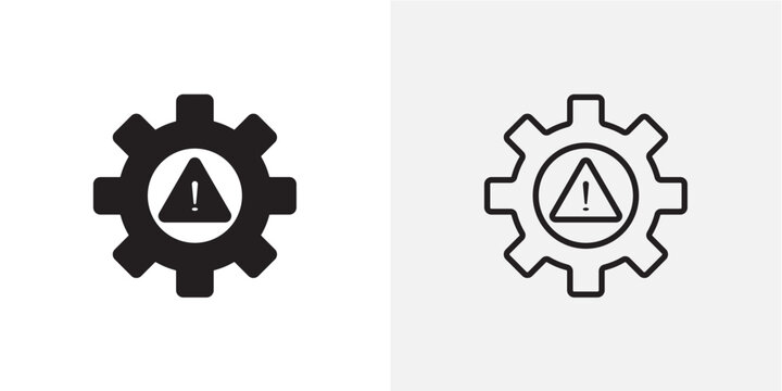 Technical warning icon flat outline in black