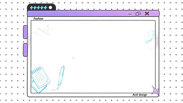 Animated purple browser window with fashion text