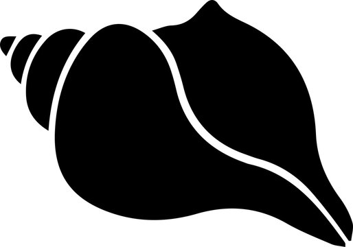 Seashell spiral silhouette black shell icon for coastal ocean theme beach decor projects.
