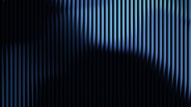 Abstract blue ribbed gradient background with vertical gradient lines, luminous light columns and smooth blurred transitions, seamless loop