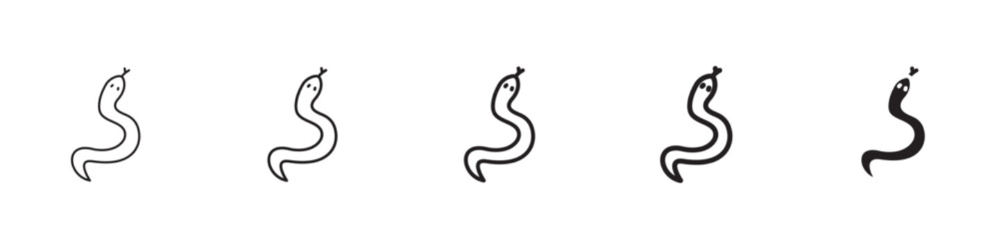 Snake icon flat outline in black