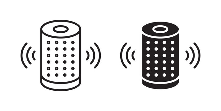 Smart speaker icon flat outline in black