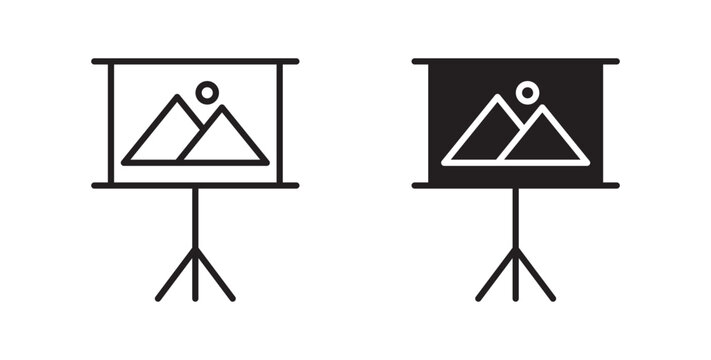 Slideshow icon flat outline in black