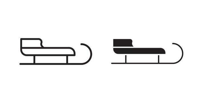 Sled icon flat outline in black