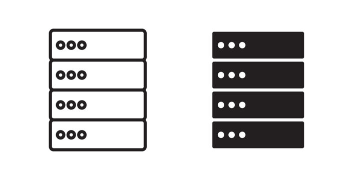 Server rack icon flat outline in black