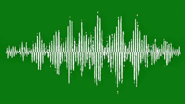 Green screen audio waveform analysis in cinematic motion during digital sound processing