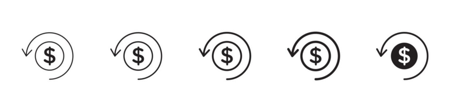 Refund icon flat outline in black