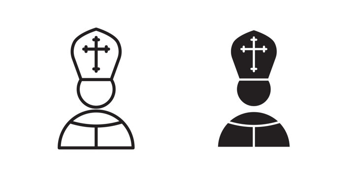 Pope icon flat outline in black