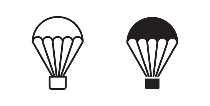 Parachute icon flat outline in black