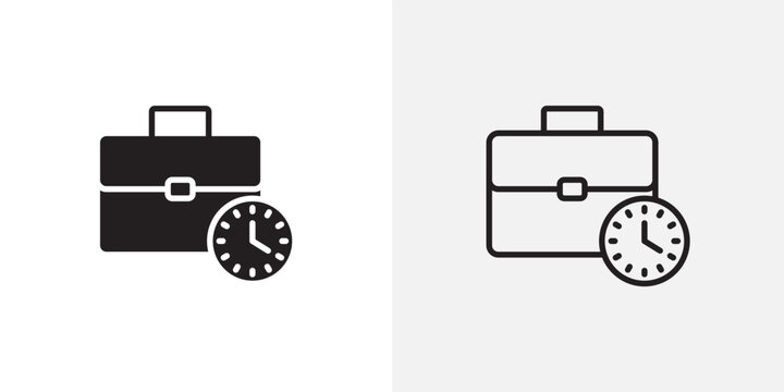 Office time icon flat outline in black