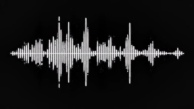 Soundwave visualizations appearing on black background during audio playback for broadcast media