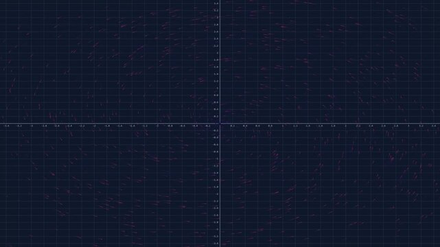 Glowing Magenta Vector Field Simulation Swirling on Cartesian Grid Interface, Digital Scientific Flow and Quantum Data Visualization Background