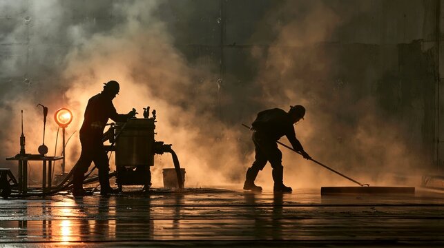 Hot‑Applied Rubberized Asphalt Waterproofing with a Melter and Squeegee