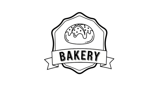 Bakery logo with cake illustration.