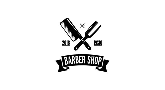 Barber shop logo with scissors.