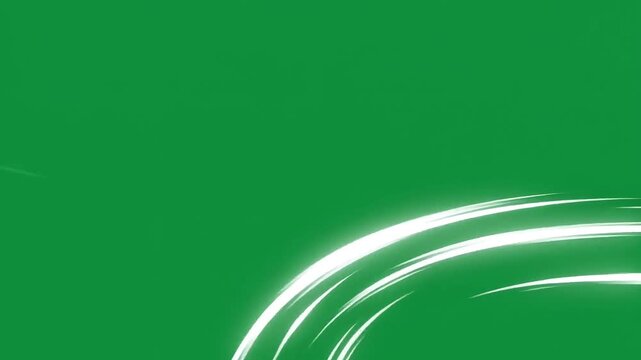 White anime speed lines and swoosh slash wave animation effect on chroma key green screen background
