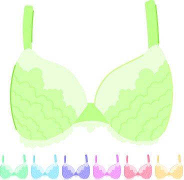 underwire bra lace cartoon. pushup balconette, lette strapless, padded sheer underwire bra lace sign vector