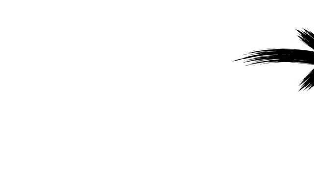 Dynamic Black Ink Brush Stroke Element on Isolated White Background for Artistic Design
