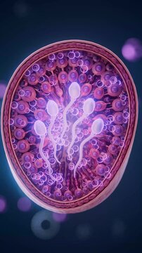 Conceptual 3D animation of spermatogenesis and sperm cell development