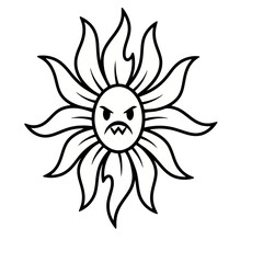 Fototapeta premium Angry Sun Cartoon