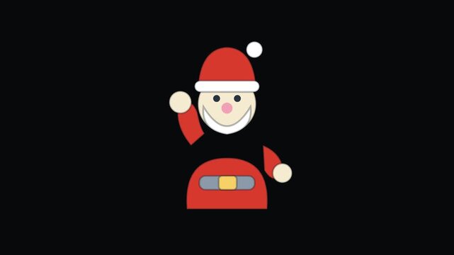 Santa waving Christmas holiday animated icon element, seamless loop motion graphic, ideal for festive video overlays and titles.