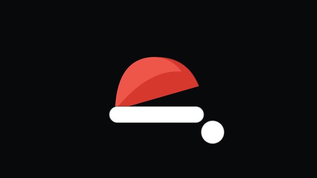 Santa hat Christmas holiday animated icon element, seamless loop motion graphic, ideal for festive video overlays and titles.