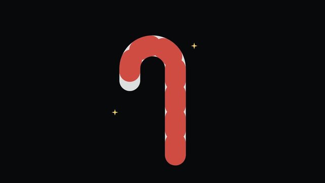 Candy cane Christmas holiday animated icon element, seamless loop motion graphic, ideal for festive video overlays and titles.