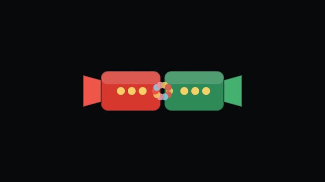 Christmas cracker Christmas holiday animated icon element, seamless loop motion graphic, ideal for festive video overlays and titles.