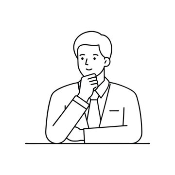 Thinking man - continuous line drawing