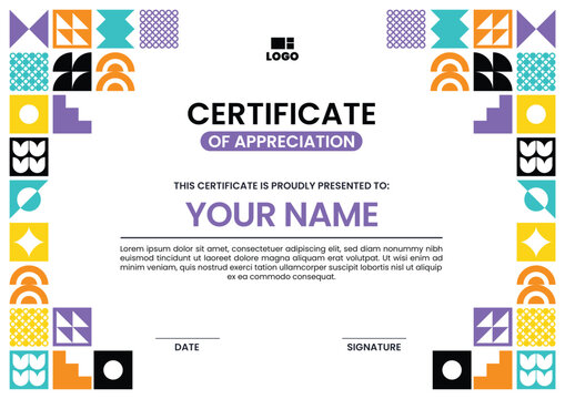 Creative Corporate Certificate Design with Abstract Bauhaus Elements