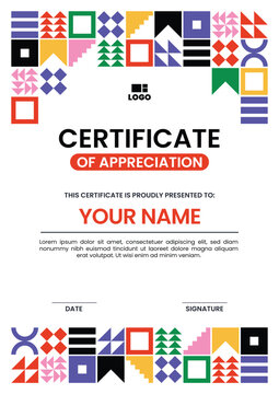 Colorful Bauhaus Inspired Certificate of Excellence Template