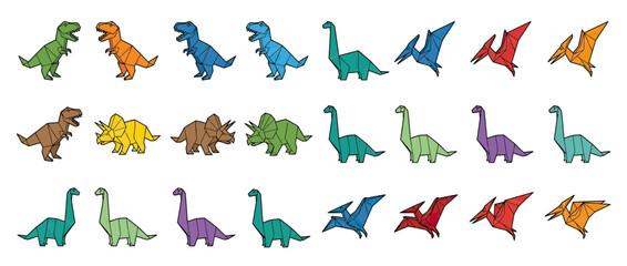 Origami Dinosaur Collection Isolated on White Background © ALU