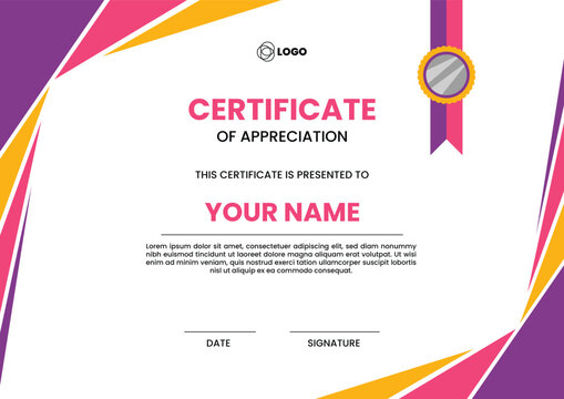Premium Appreciation Certificate Template with Elegant Award Ribbon Design