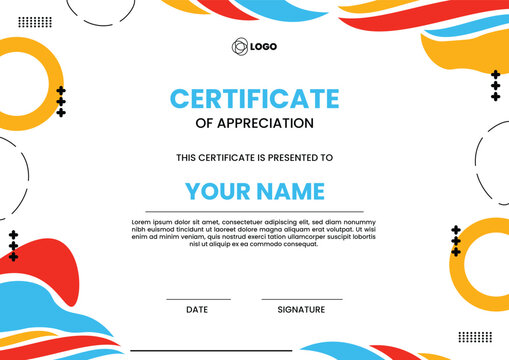 Creative Abstract Wave Certificate Layout with Dynamic Color Composition