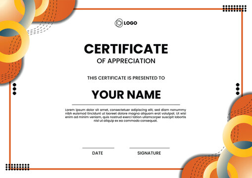 Professional Border Certificate Template with Contemporary Circular Elements