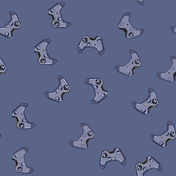 seamless pattern video gamepad cartoon. joypad play, game button, pad gadget video gamepad sign vector