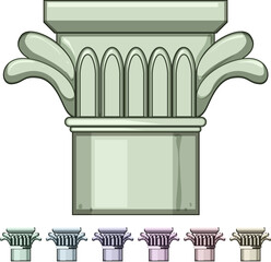 Obraz premium roman column ancient cartoon. pillar architecture, greece old, marble stone roman column ancient sign colorful illustration