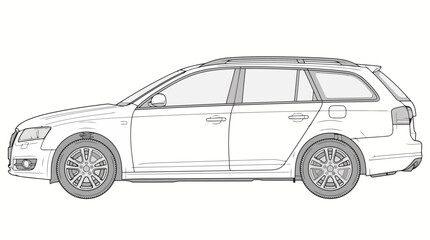 Fototapeta premium Clean Vector Diagram Illustration of a Generic Station Wagon Car Side View Profile Design for Technical Automotive Documentation and Graphic Design Projects
