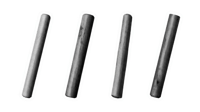 wooden dowel retro halftone set , clean white border outline PNG