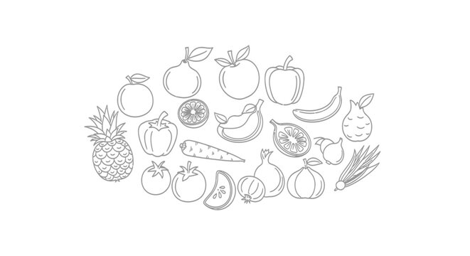 Variety of Fresh Fruit Illustrations.